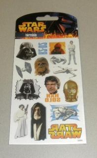 Star Wars Temporary Tattoos Pack Vader Luke Han Solo Leia X Wing Jawa