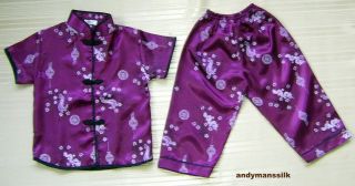 Thai Silk Pyjamas / Kids / Girls and Boys Unisex / Plum 2 9 yr