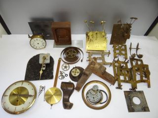   and Vintage Broken Brass Welby Clock Parts Movement Frames Dials