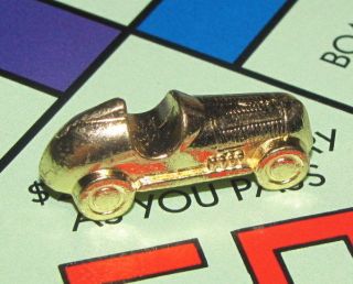   Edition Board Game Part RACE CAR TOKEN gold colored metal charm