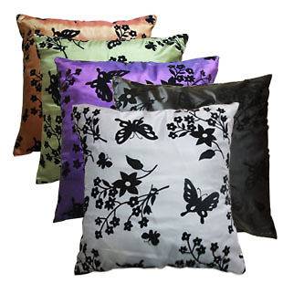   Black Butterfly Flocking Pillowcase Pillow Throw Cushion Cover Purple