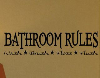   RULES DECAL WALL VINYL STICKER LETTER WORDS SAYINGS WASHROOM TOILET