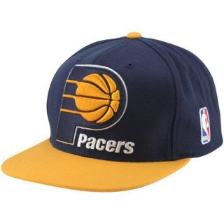   & Ness Indiana Pacers XL Logo Two Tone Snapback Hat   Navy Blue/Gold