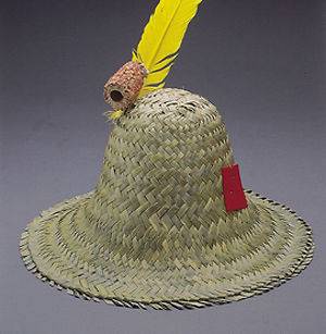   Hillbilly Farmer Pilgrim Straw Hat Costume with corn cob Corncob pipe