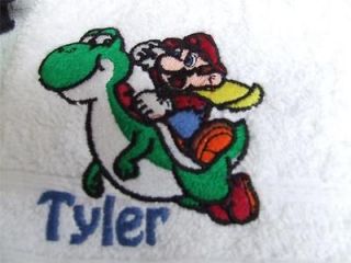 Personalised Towel Set Embroidered with Mario & Yoshi