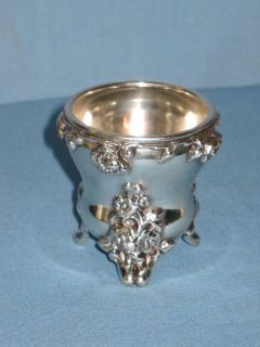   BARBOUR QUADRUPLE SILVER EGG CUP TOOTHPICK FOOTED HOLDER CA 1885