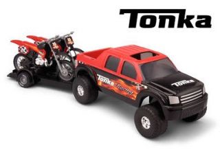 Hasbro Tonka LARGE Off Road 4 x 4 4WD Hauler Trailer Motorcycles Toy 