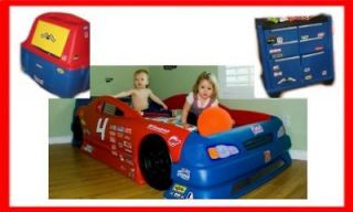 RACE CAR BED + TOY CHEST BOX + KIDS DRESSER BEDROOM SET