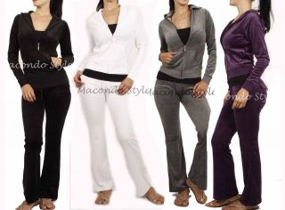 Sexy Velour Hoodie Track Suit Sport Celeb Outfit Woman Jacket Pants 
