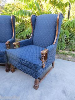   Wingback 2 Chairs with Ears French Country Queen Anne Parlor Library