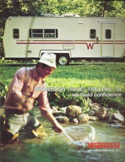 1974 Winnebago 5th WHEEL TRAVEL TRAILER Camper RV Brochure INDIAN 