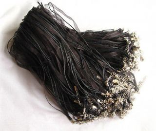 20pcs lot/bulk Organza Voile Ribbon Necklace Silk Cord Clasp 45cm+5cm 