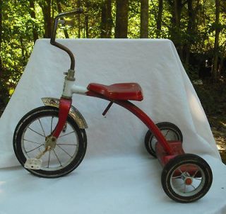 Vintage Flexible Flyer Tricycle Red 1970s Wire Spokes Metal Seat 