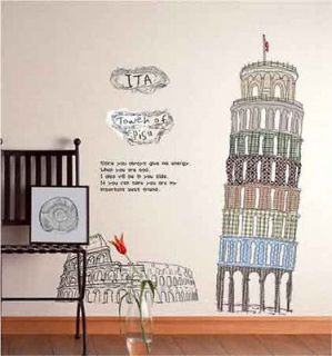   Italy Tower of Pisa DECOR DECAL VINVY ART PVC Removable Wall Sticker