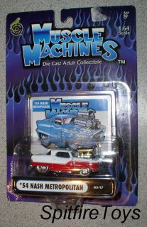 MUSCLE MACHINES RARE RED 54 NASH METROPOLITAN w/COLLECTOR CARD NEW IN 