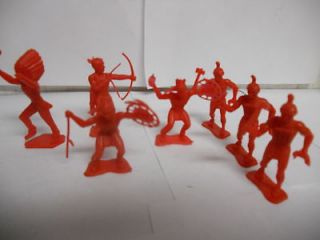 Vintage 1960 s Louis Marx Indians Red & Yellow Set of 13