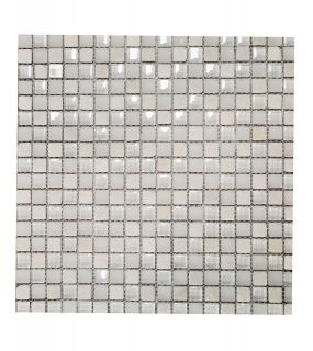   Blue/White/Clear Marble/Glass 1/2x1/2 Mosaic Backsplash Tile On Mesh