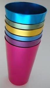 Retro Jewel Aluminum Colored Tumblers Cups Set of 6