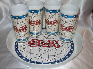 5pc Set Thermo Serv PEPSI COLA Serving TRAY & CUPS Tumblers 12oz