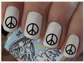 Nail WRAPS Nail Art Water Transfers Black Peace Sign for Natural 