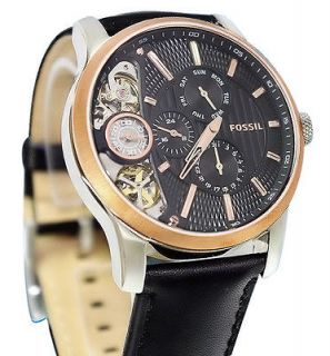 Fossil ME1099 Twist Black Leather rose gold Men BEST SELLER Watch