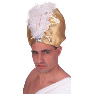 Silver TURBAN WITH PLUME Indian mens adult costume halloween accessory 