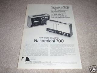 Nakamichi 1000,700 Cassette Ad, Ultimate Specs,article