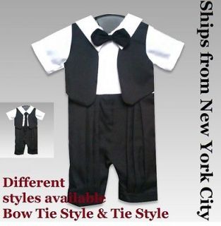 Baby boy infant Tuxedo suit romper tie bowtie gift xmas NY christening 