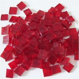 100 Cherry Red Cathedral Rough Rolled 1/2 Square Glass Mosaic Tile