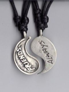 BEST FRIENDS PEWTER PENDANT YIN YANG NECKLACES BFF N17