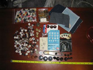 Buttons SEWING KIT LOT Supplies Jean Plastic Crafts ART white red 