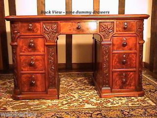 Unusual and Lovely American Victorian Partners Mahogany Carved Desk