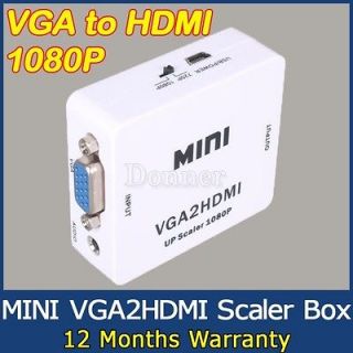 Mini PC VGA to HDMI VGA2HDMI Converter 1080P Scaler Box+USB Cable 