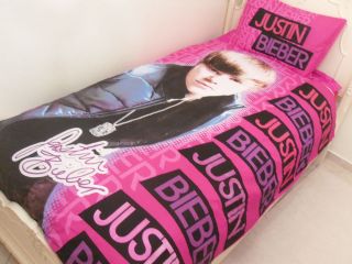   BIEBER 3PC DUVET COVER&FITTED SHEET&PILLOW CASE SET TWIN/100%COTTO​N