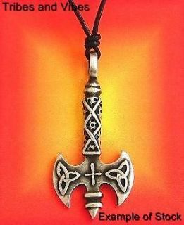 Pendant VIKING AXE Twin Blade cord necklace Jewellery 51mm norse pagan 