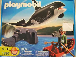 Playmobil NEW Set 5897 sea orca whale shamu filming camera boat RARE 