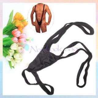 Men Bikini Swimwear MANKINI Thong Costume Suspender BLK