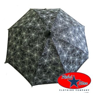 Black Spider Web Umbrella Goth Rockabilly Punk Tattoo 90s Cool Retro 