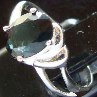   grade Chanthaburi Unheated Green Sapphire Silver 925 Ring Size 6.75