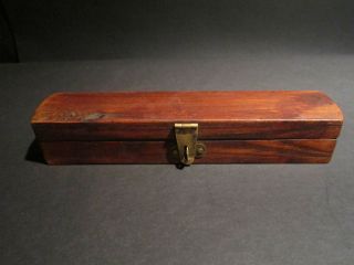   18th 19th C Antique Turned Dip Pen Wood Box Inkwell Writing Desk Set