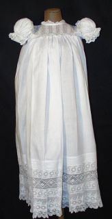 VICTORIAN WEARABLE LONG CHRISTENING GOWN WITH FANCY LACE TRIMMINGS