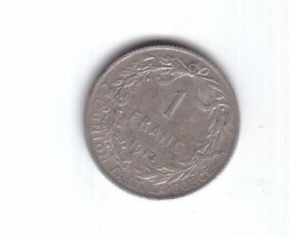 Belgie Belgique Belgium 1 Franc 1912 Silver Coin NICE