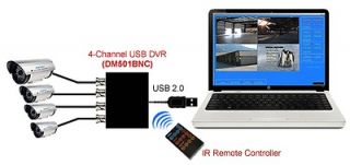   To USB DVR Adapter CCTV Camera Multiplexer W/IR Remote Motion Detect