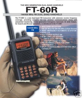 Yaesu FT 60R Dual Band VHF / UHF Handheld FT60R Radio/
