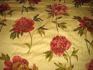   CWF Peony Floral King Comforter 95 L X 102 W Gold Red Sateen