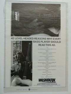vintage magazine advert 1989 WASHBURN   STATUS BASS mark king