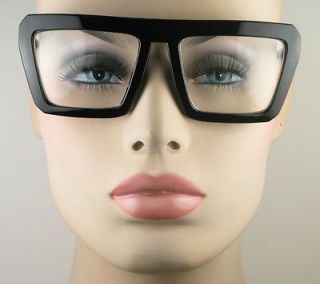 New Vintage Womens or Mens Large Black Frame Glasses Eyeglasses 