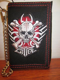 MENS CHAIN TRIFOLD WALLET BLACK WITH SKULL ON IT GOTHIC PUNK EMO 