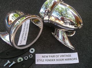 NEW PAIR OF 50`S ~ 60`S CHROME BULLET STYLE RACING MIRRORS 