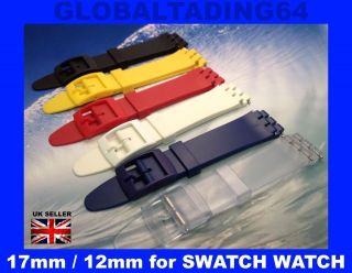   12mm QUALITY RESIN WATCH STRAP for SWATCH WATCH including Strap Pins
